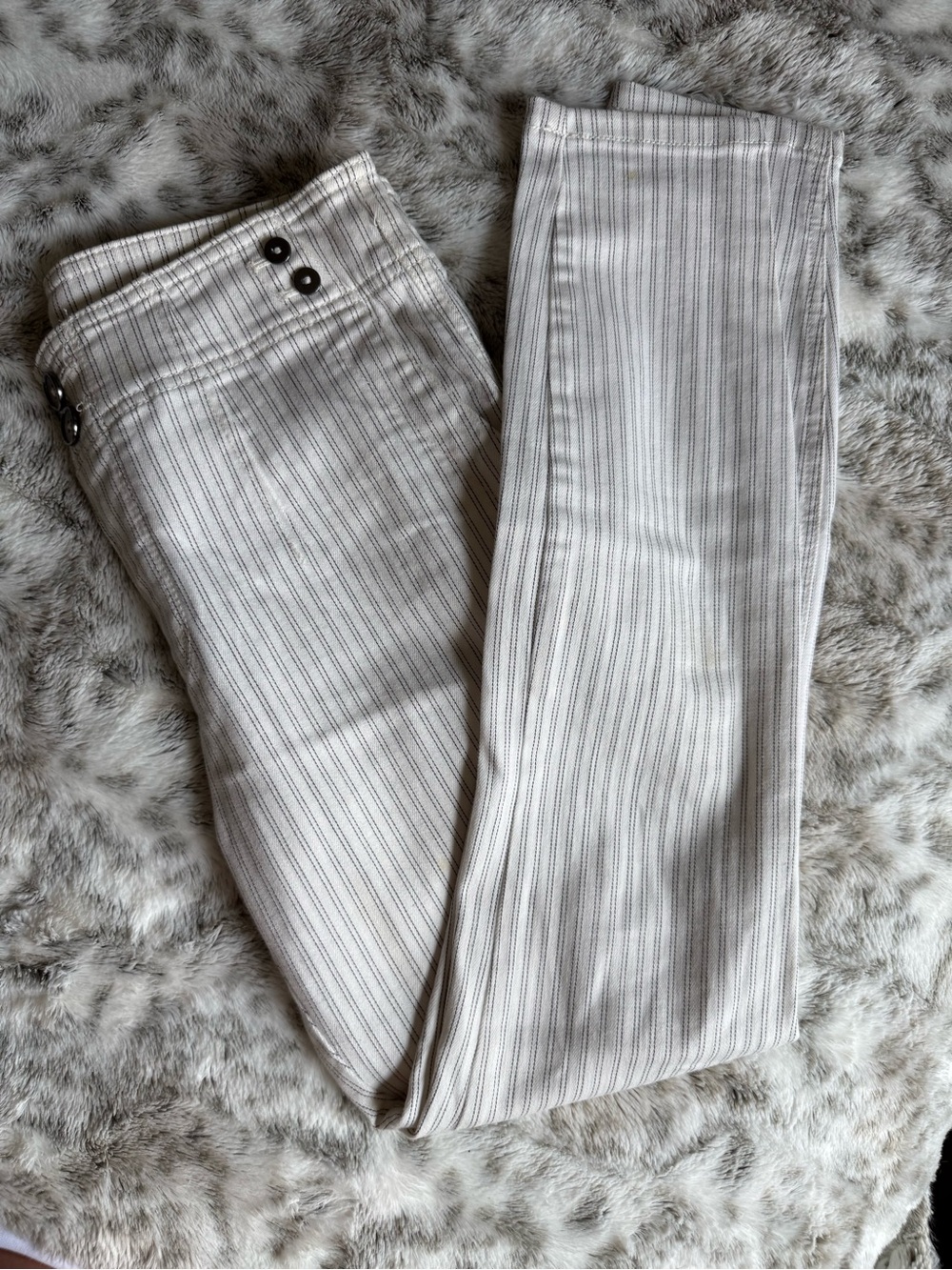 Pilcro and the Letterpress Cream Pinstripe High-Rise Skinny